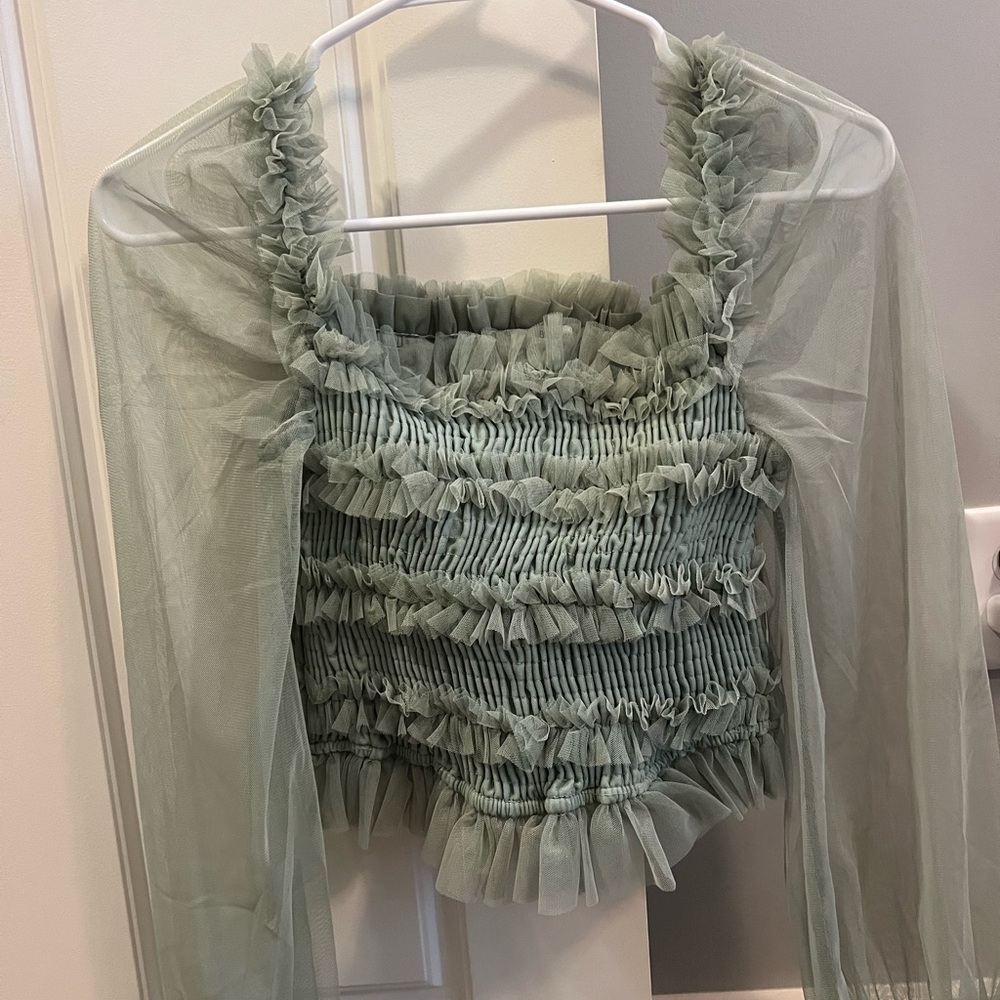 Blashe Sage Green / Mint Green Tulle Top